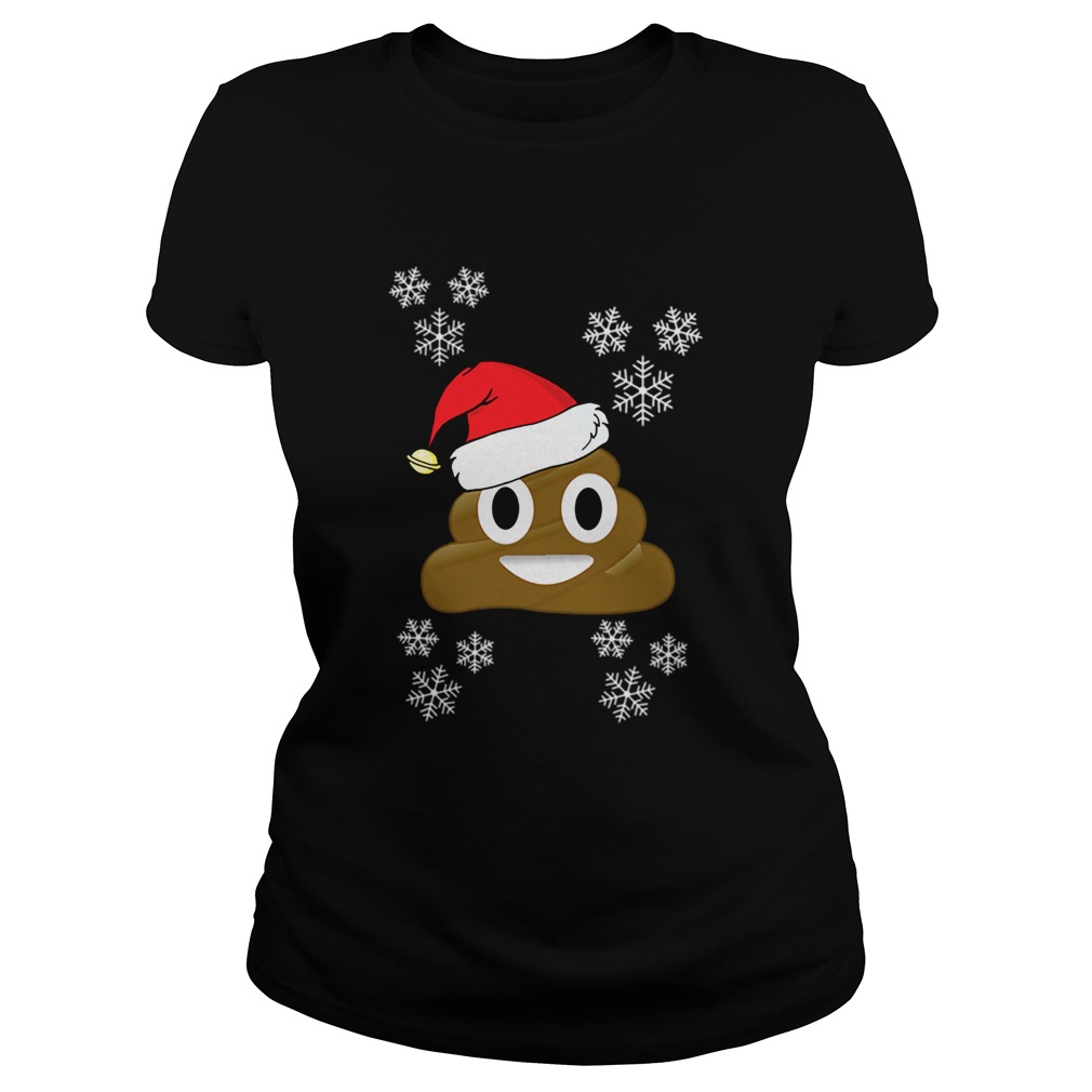 Poop Emoji Santa Hat Christmas Holiday Snowflake Classic Ladies