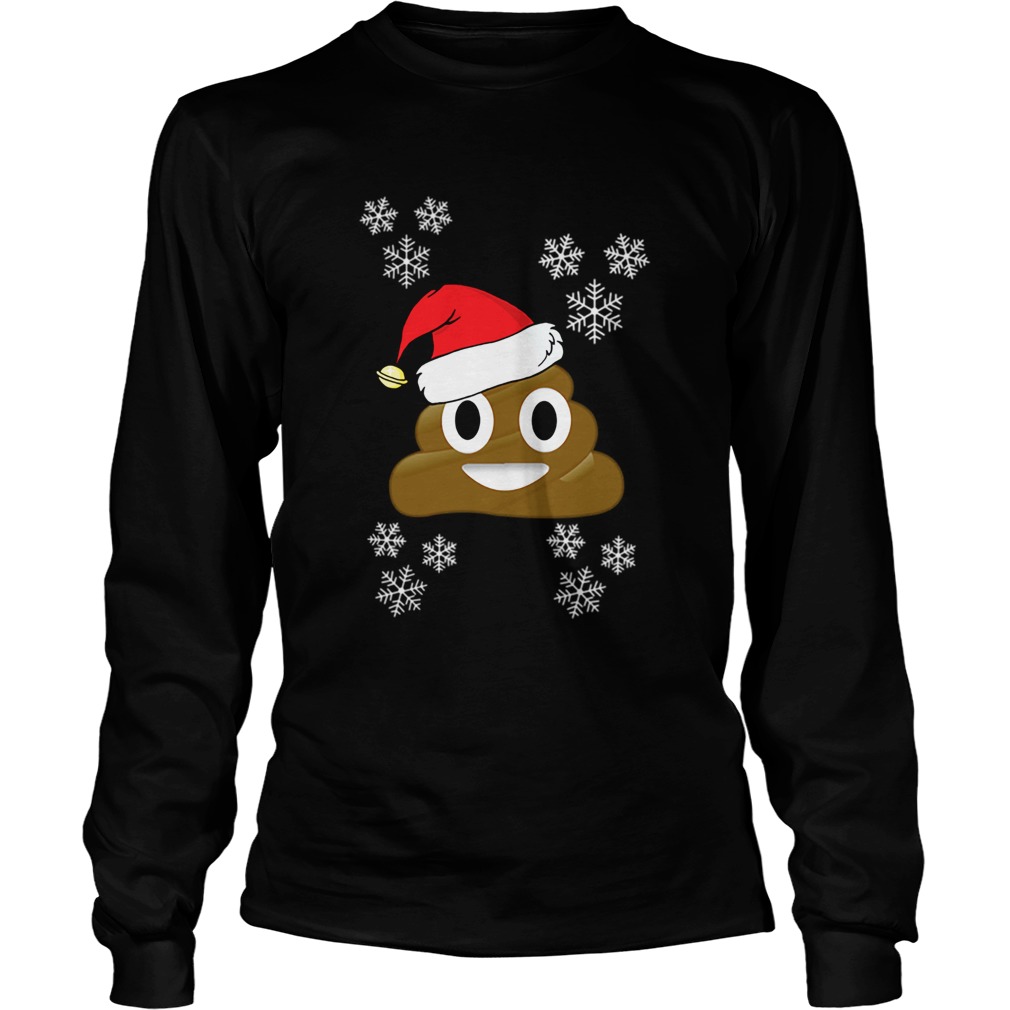 Poop Emoji Santa Hat Christmas Holiday Snowflake LongSleeve