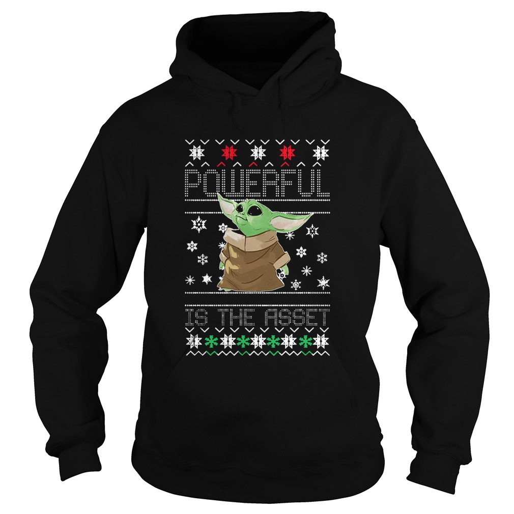 Powerful Is The Asset Baby Yoda Mandalorian Christmas Hoodie