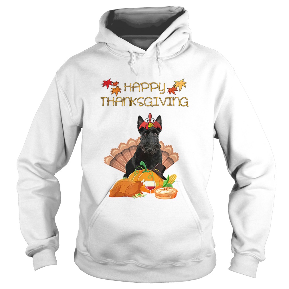 Premium Happy Thanksgiving Day Scottish Terrier Gift Funny Turkey Hoodie