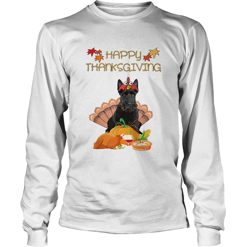 Premium Happy Thanksgiving Day Scottish Terrier Gift Funny Turkey LongSleeve