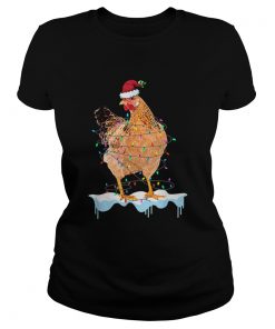 Pretty Chicken Lights Santa Hat Christmas Chicken Lover Xmas Gift  Classic Ladies