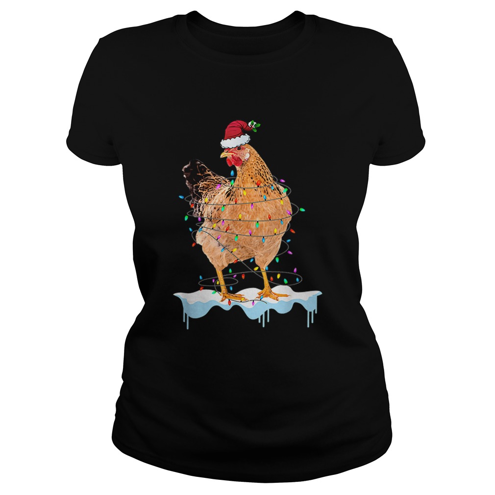 Pretty Chicken Lights Santa Hat Christmas Chicken Lover Xmas Gift Classic Ladies