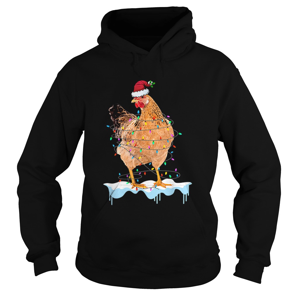 Pretty Chicken Lights Santa Hat Christmas Chicken Lover Xmas Gift Hoodie