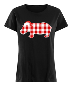 Pretty Christmas Buffalo Plaid Pajamas Hippo Xmas Holiday  Classic Women's T-shirt