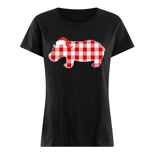 Pretty Christmas Buffalo Plaid Pajamas Hippo Xmas Holiday Classic Women's T-shirt