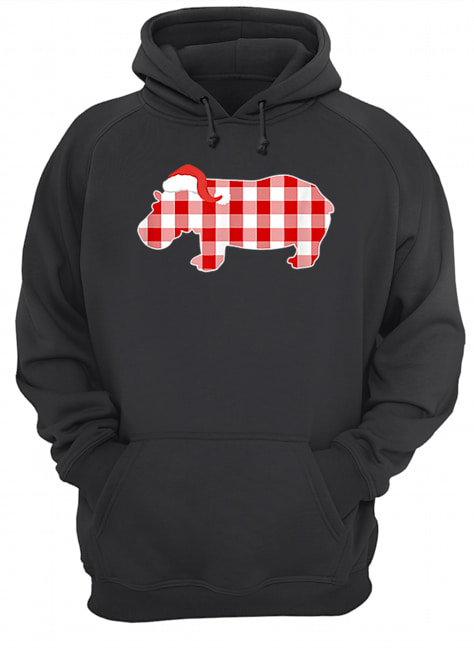 Pretty Christmas Buffalo Plaid Pajamas Hippo Xmas Holiday Unisex Hoodie