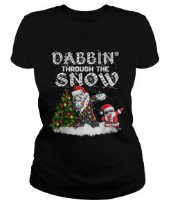 Pretty Dabbin Through The Snow Old English Sheepdog Christmas Dog  Classic Ladies