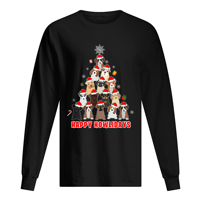 Pretty Dog Lover Christmas Tree Gift Long Sleeved T-shirt 