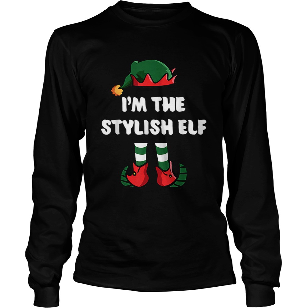 Pretty Im The Stylish Elf Matching Family Group Funny Christmas LongSleeve