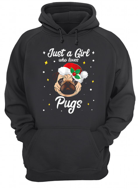 Pretty Just A Girl Who Loves Pug Christmas Santa Claus Unisex Hoodie