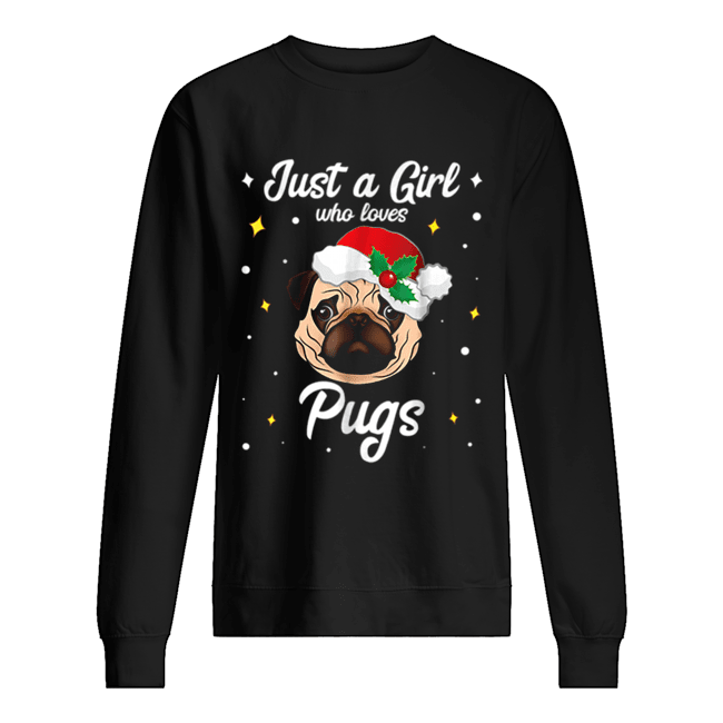 Pretty Just A Girl Who Loves Pug Christmas Santa Claus Unisex Sweatshirt