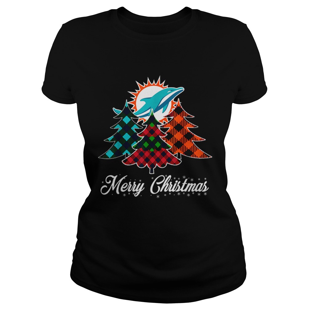 Pretty Merry Christmas Tree Football Team MiamiDolphin Fan Classic Ladies