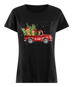 Pretty Yorkie Dog Pickup Truck Christmas  Classic Women's T-shirt