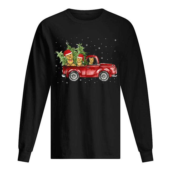 Pretty Yorkie Dog Pickup Truck Christmas Long Sleeved T-shirt 