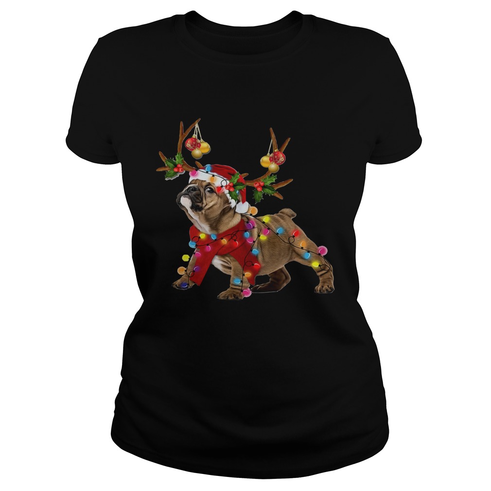 Pug Reindeer Christmas light Classic Ladies