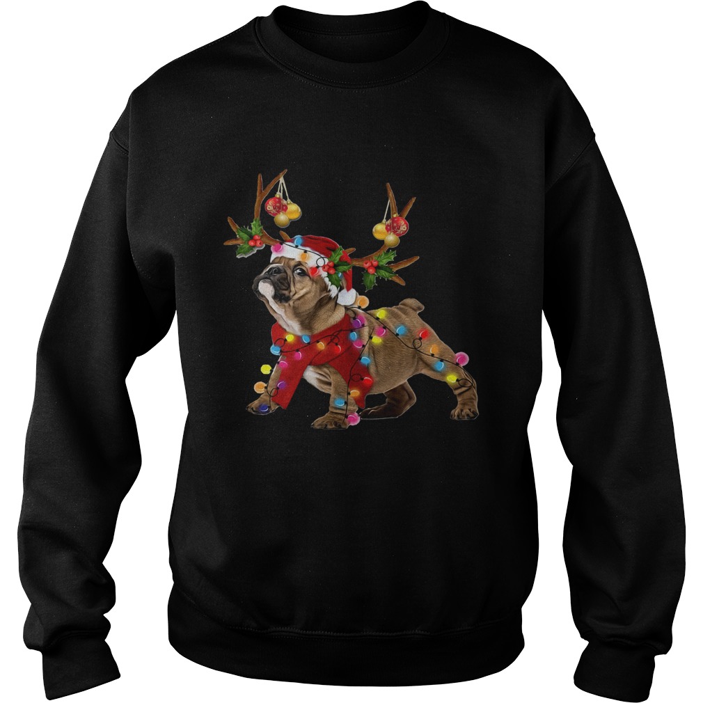 Pug Reindeer Christmas light Sweatshirt