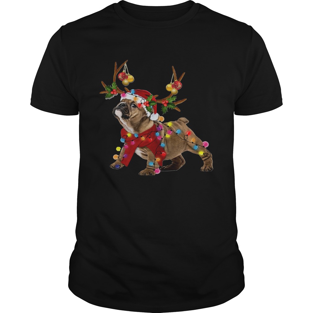 Pug Reindeer Christmas light shirt