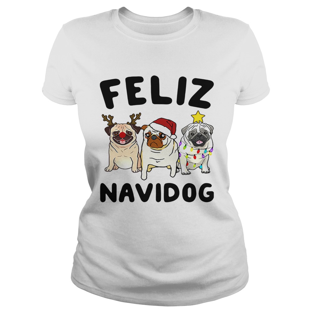 Pugs feliz navidog Christmas Classic Ladies