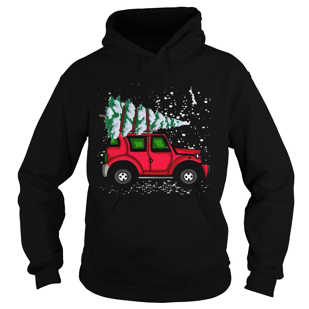 Red Jeep With Pine Tree Christmas Hoodie