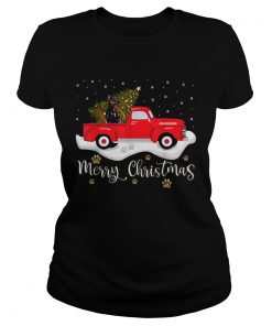 Red Truck Merry Christmas Tree Doberman Christmas  Classic Ladies