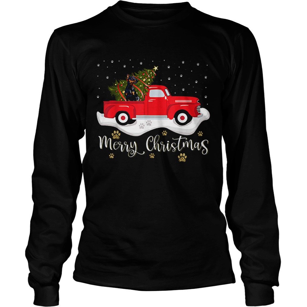 Red Truck Merry Christmas Tree Doberman Christmas LongSleeve