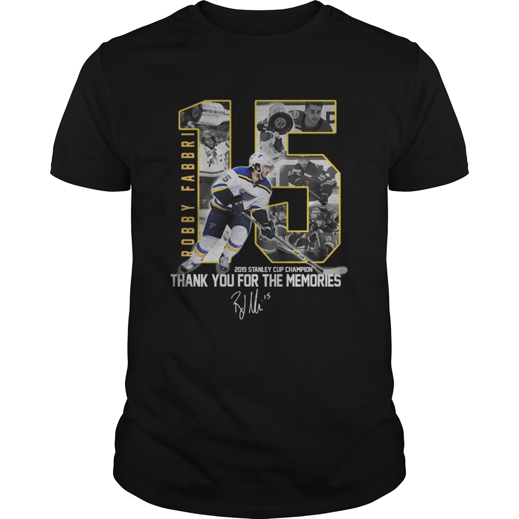 Robby Fabbri 2019 Stanley Cup Champion Thank you for the memories Signature shirt