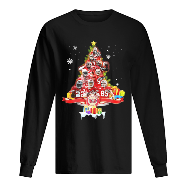 San Francisco 49ers Signatures Christmas Tree Long Sleeved T-shirt 