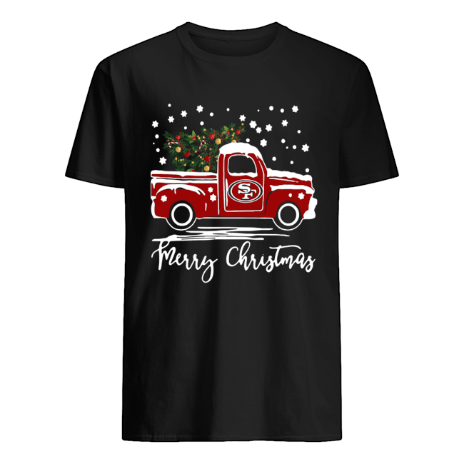 San Francisco 49ers pickup truck Merry Christmas shirt