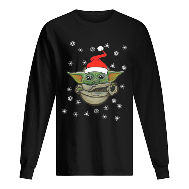 Santa Baby Yoda Snow Christmas Long Sleeved T-shirt 