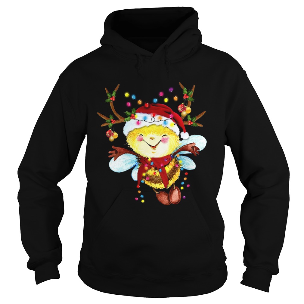 Santa Bee Reindeer Light Christmas Hoodie