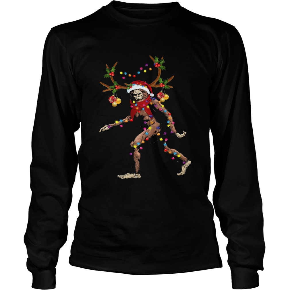 Santa Bigfoot Reindeer Light Christmas LongSleeve