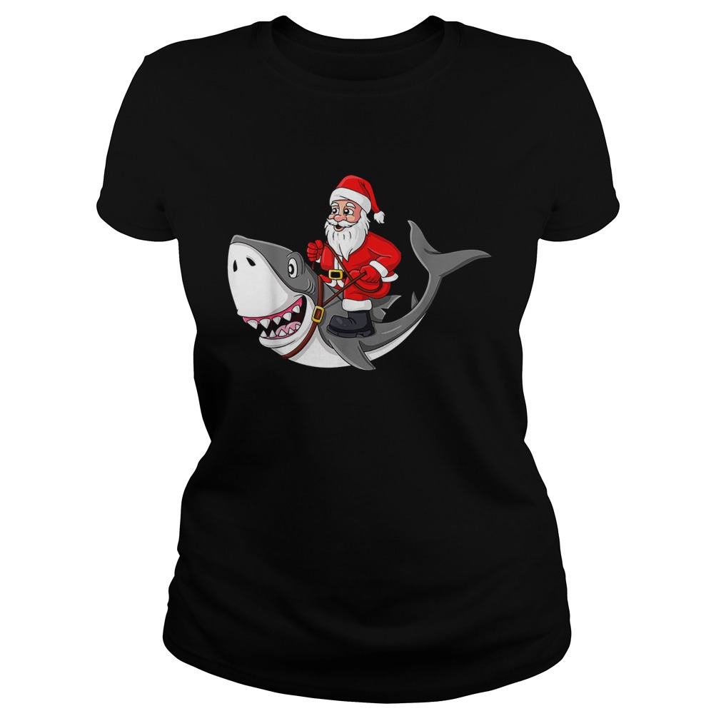 Santa Claus Riding Shark Christmas Boys Girls Xmas Classic Ladies