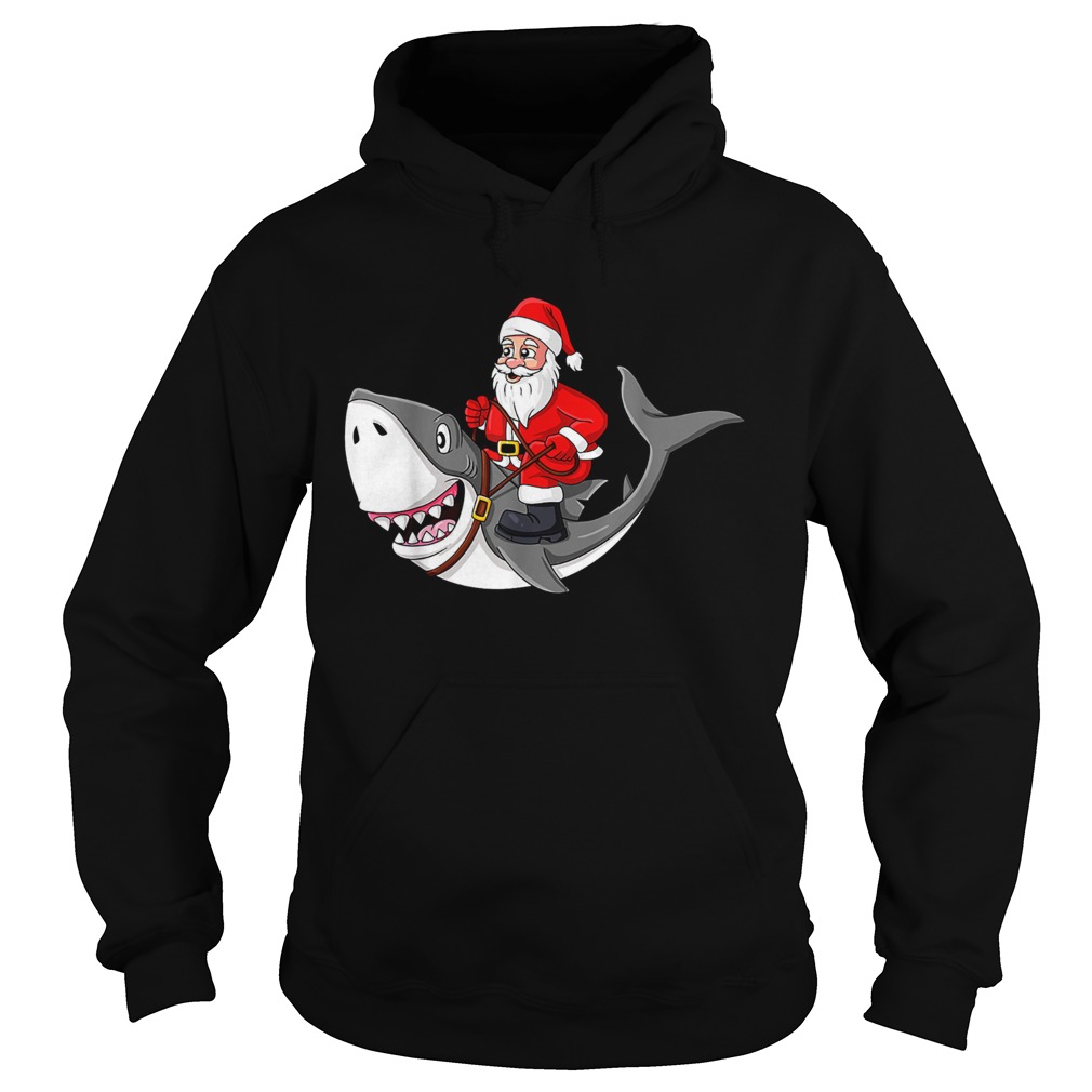 Santa Claus Riding Shark Christmas Boys Girls Xmas Hoodie