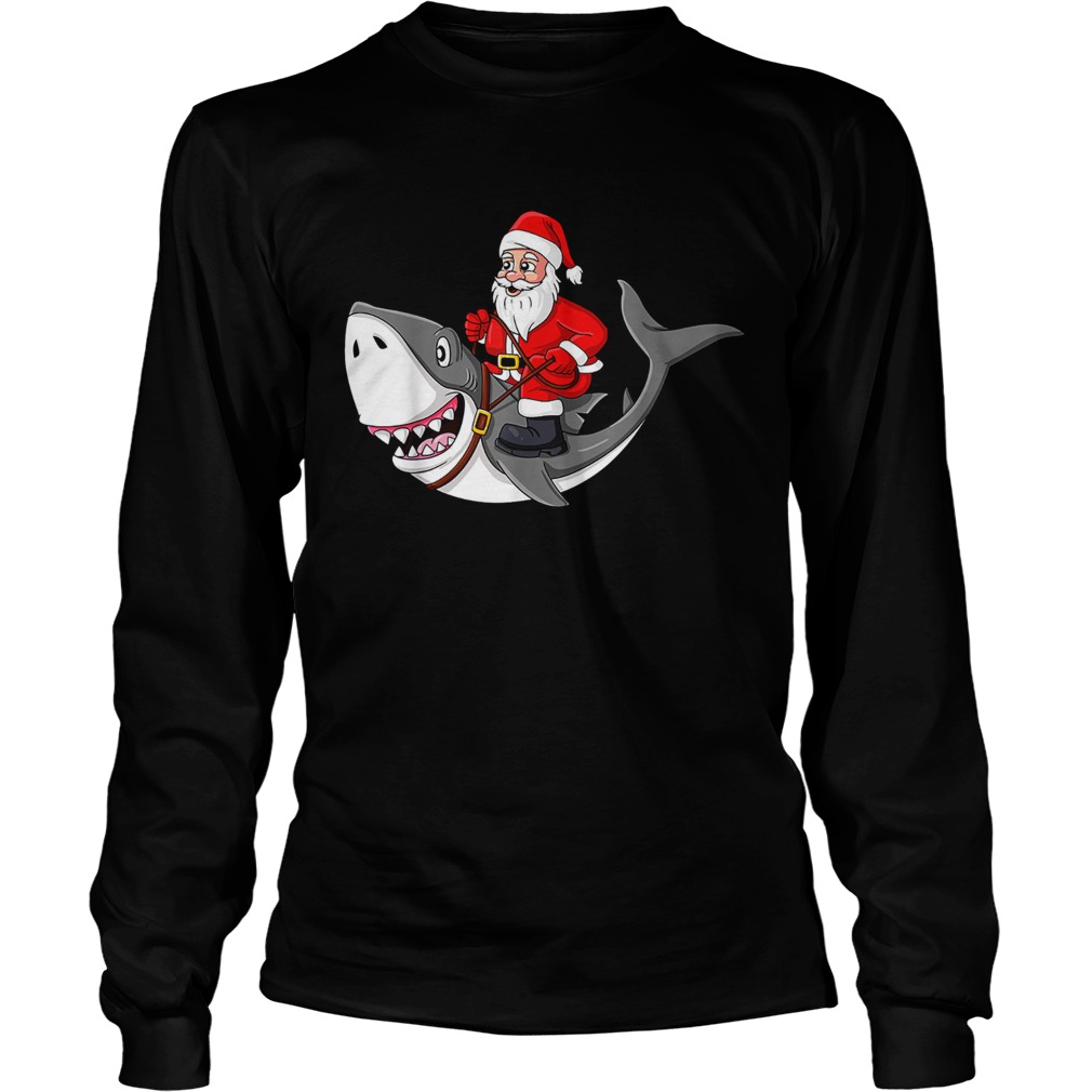 Santa Claus Riding Shark Christmas Boys Girls Xmas LongSleeve