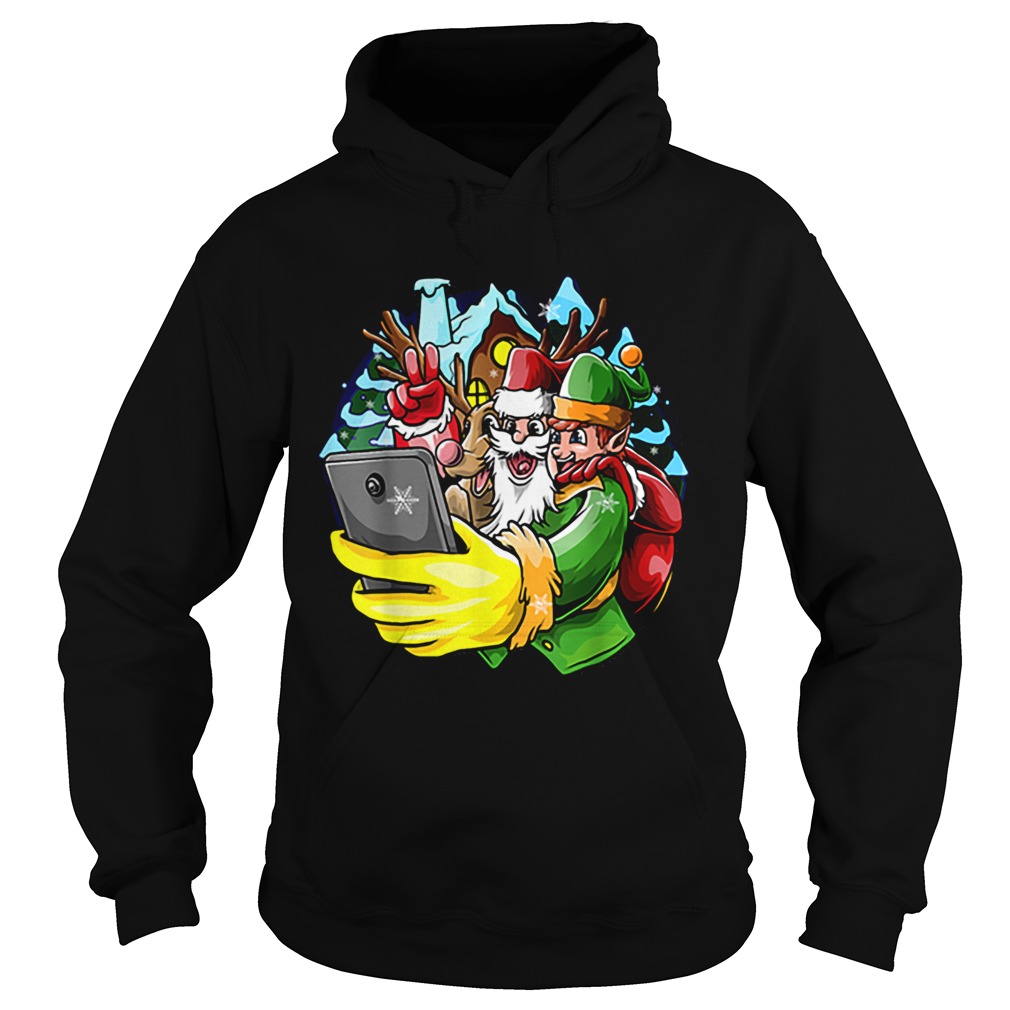 Santa Elf Reindeer Selfie Christmas Friends Group Hoodie