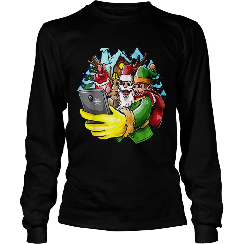 Santa Elf Reindeer Selfie Christmas Friends Group LongSleeve