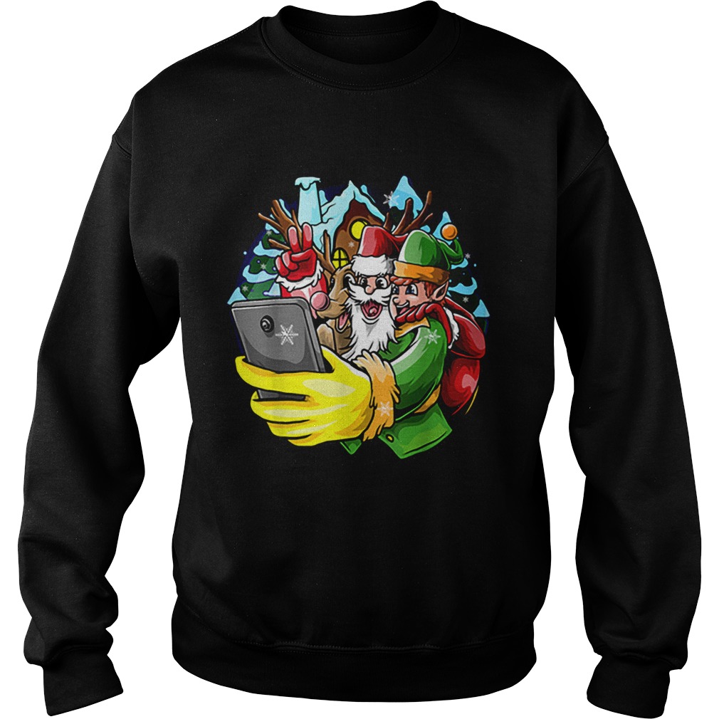 Santa Elf Reindeer Selfie Christmas Friends Group Sweatshirt