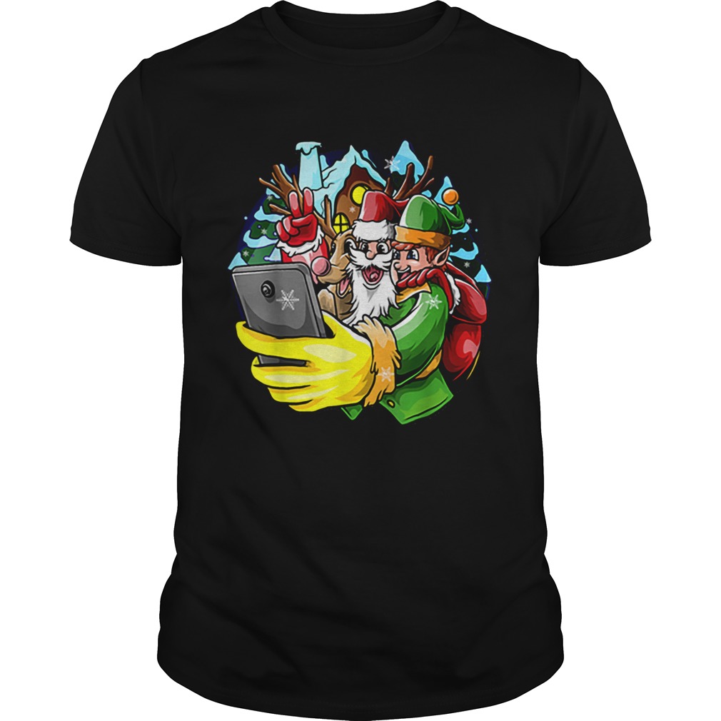 Santa Elf Reindeer Selfie Christmas Friends Group shirt