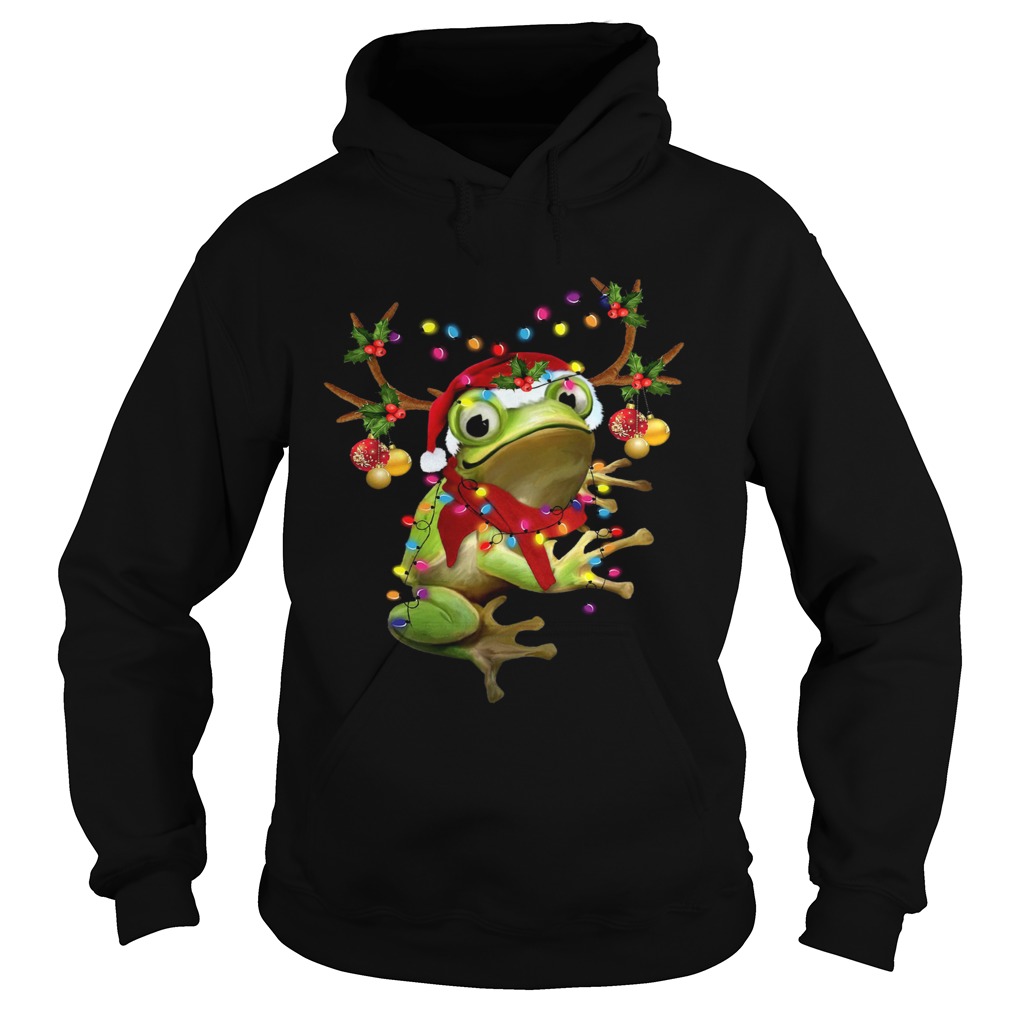 Santa Frog Reindeer Light Christmas Hoodie