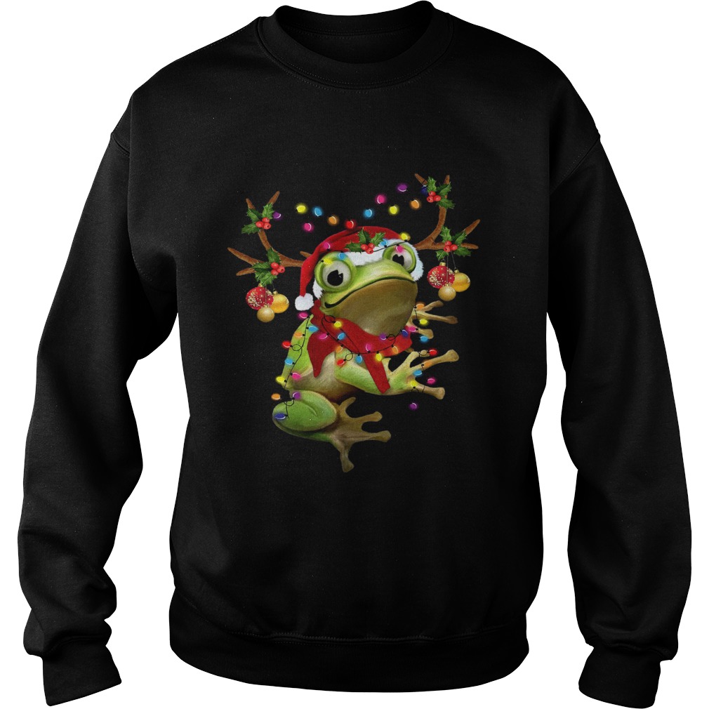 Santa Frog Reindeer Light Christmas Sweatshirt