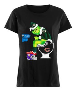 Santa Grinch Green Bay Packers Chicago Bears Detroit Lions Minnesota Vikings toilet  Classic Women's T-shirt