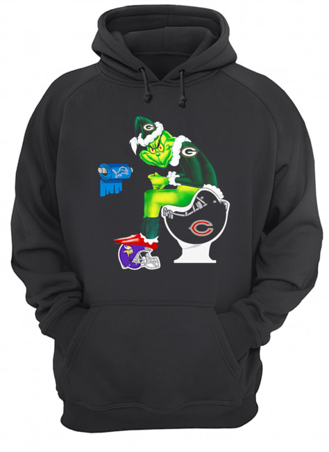 Santa Grinch Green Bay Packers Chicago Bears Detroit Lions Minnesota Vikings toilet Unisex Hoodie