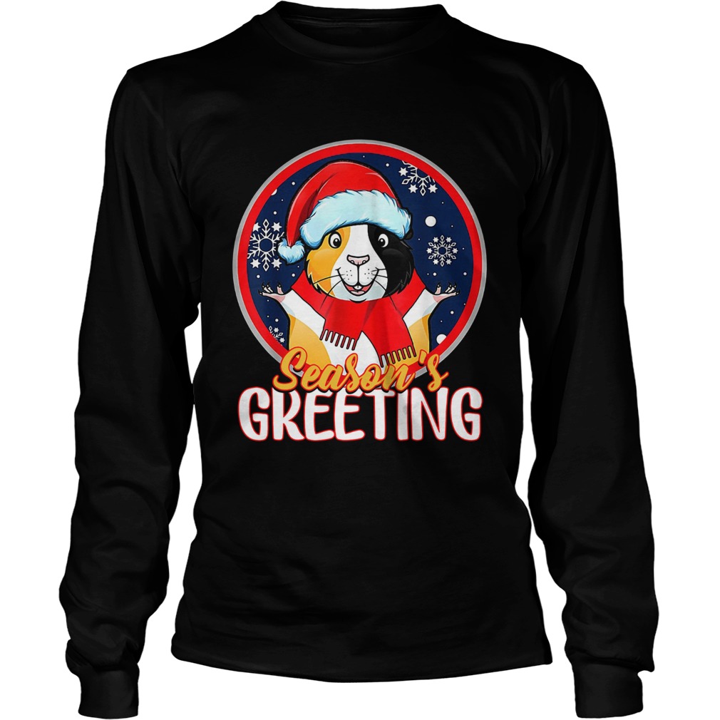 Santa Guinea Pig Seasons Greeting Christmas LongSleeve