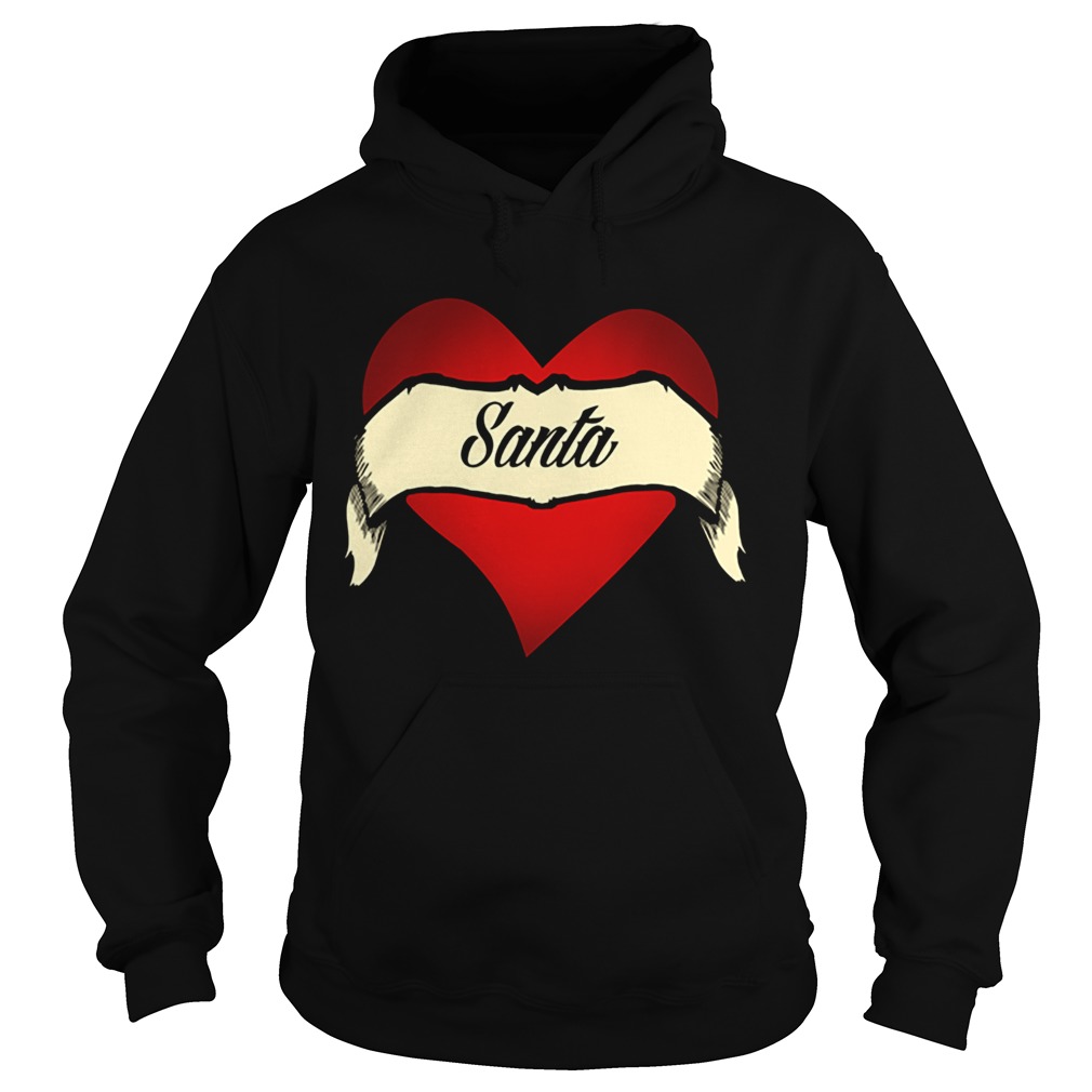 Santa Heart Tattoo Christmas Heart Tattoo Hoodie