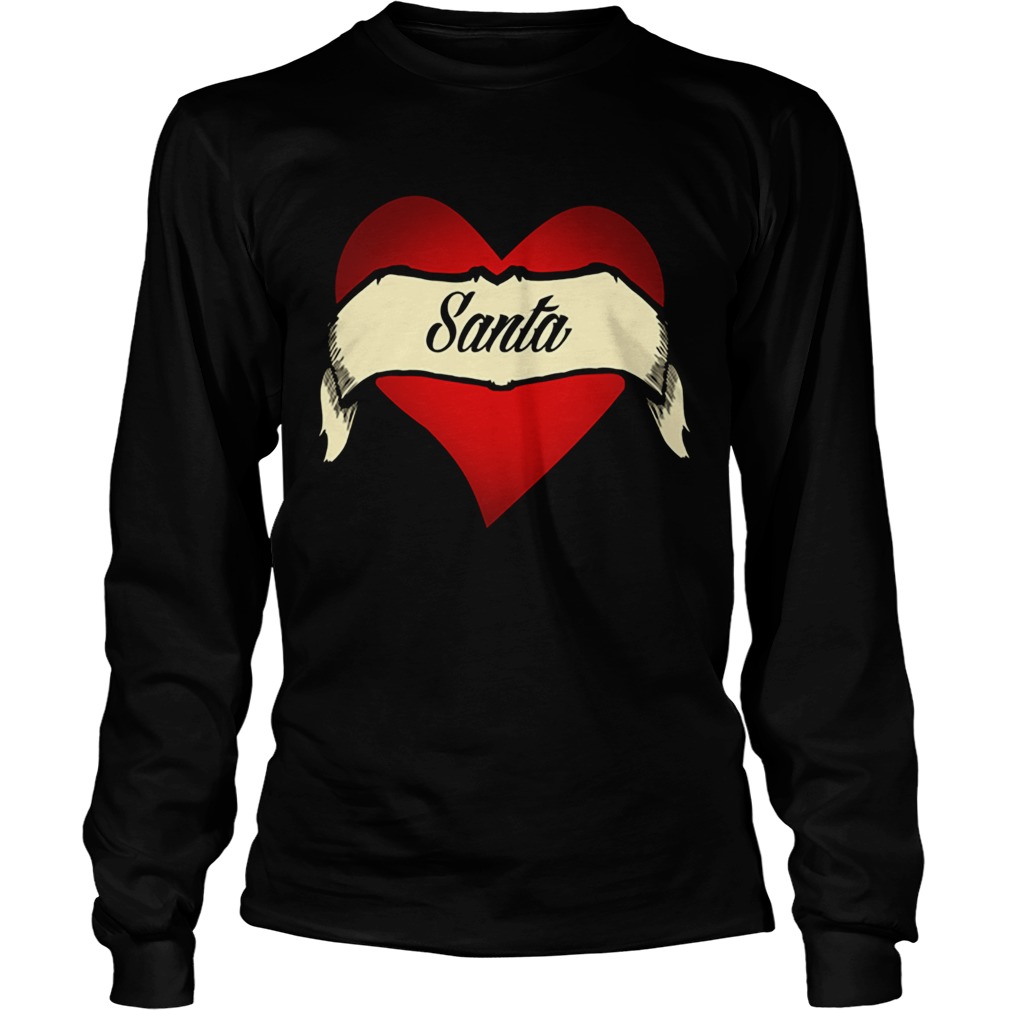 Santa Heart Tattoo Christmas Heart Tattoo LongSleeve