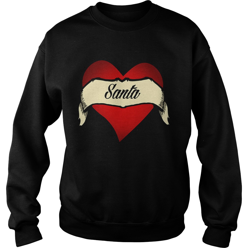 Santa Heart Tattoo Christmas Heart Tattoo Sweatshirt