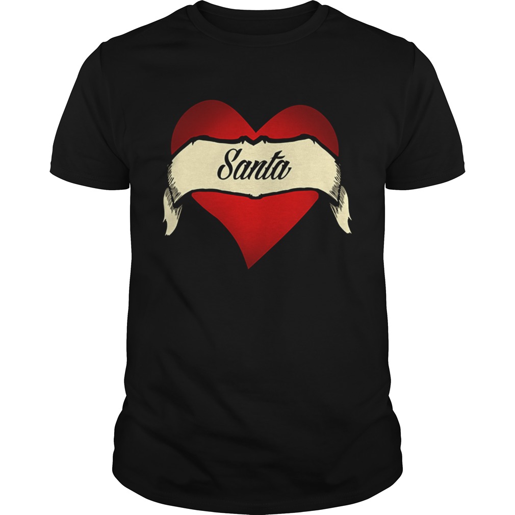 Santa Heart Tattoo Christmas Heart Tattoo shirt