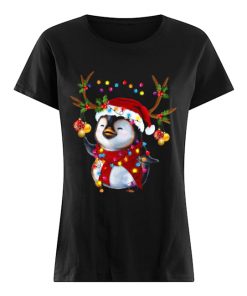 Santa Penguin Reindeer christmas light  Classic Women's T-shirt