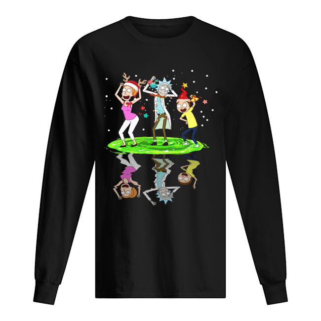 Santa Rick Sanchez Morty Smith Summer Smith dancing water reflection Long Sleeved T-shirt 